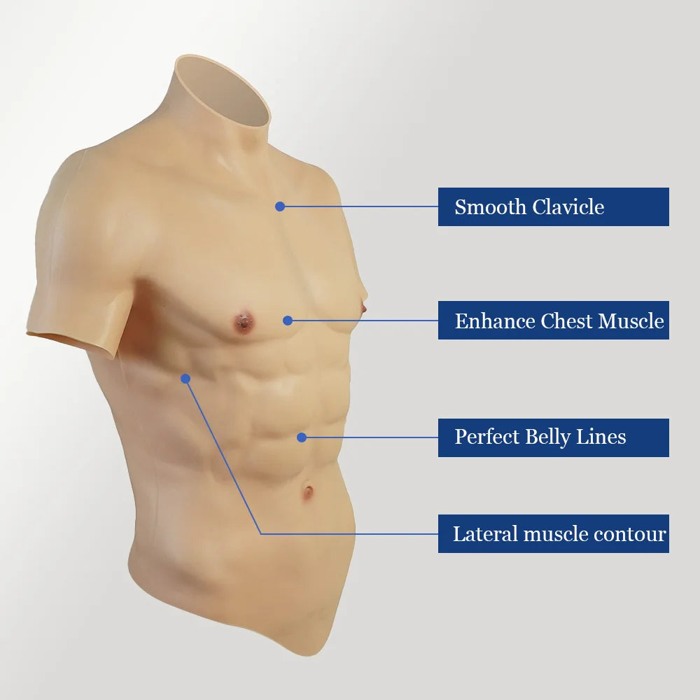 Silicone Muscle Chest Realistic Male Chest Vest Abdominal Muscle Simulation Skin Silicone Soft