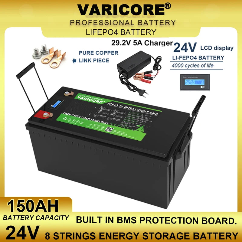 VariCore 12V/24V/36V/48V 360Ah 340Ah 180Ah 100Ah 120Ah LiFePO4 Battery for 4s 8s 10s 16s Solar Touring Car Golf Cart Duty-free