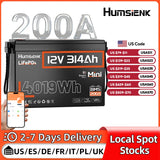 Humsienk Bluetooth LiFePO4 Battery 12V 314AH With 200A BMS A+ Cells 15000 Cycles Real- time Monitor For Outdoor / Household