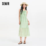 Semir Women Dress Bowknot Textured Halter Neck Vacation A Line Maxi 2026 Summer Romantic Fresh Elegant Soft Comfy Holiday Top