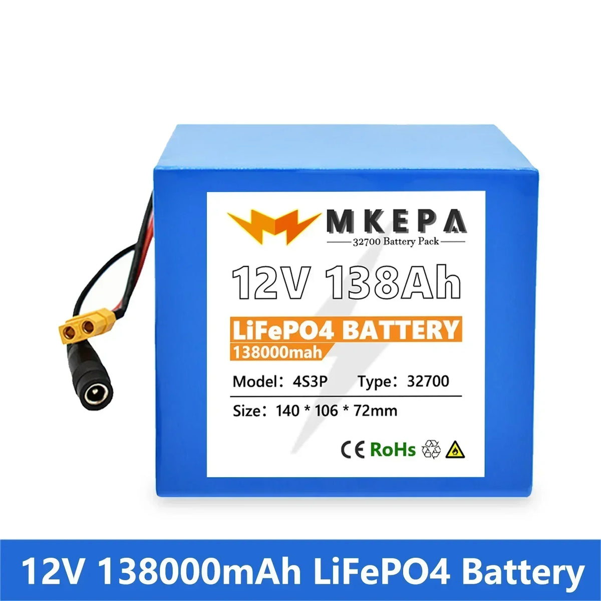 32700 Lifepo4 Battery Pack 4S3P 12.8V 138000mAh 4S 40A Balanced BMS for Electric Boat and Uninterrupted Power Supply 12V