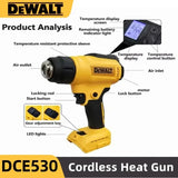 DEWALT DCE530 300W  Cordless Heat Gun High Power Thermal Blower for Welding And Heat Shrink Wrapping Compatible Tool