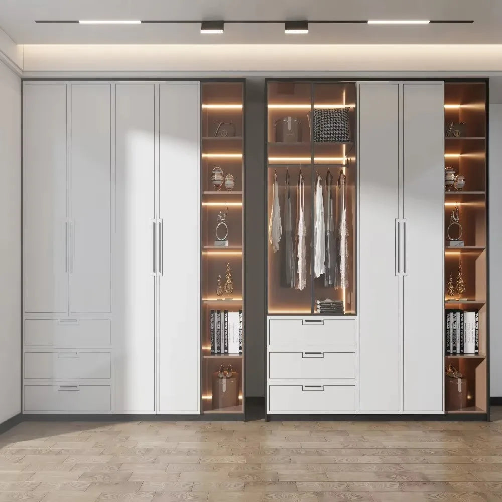 Any Size Custom Modern Light Luxury Honeycomb Aluminum Alloy Wardrobe Bedroom Home Bed End Cabinet Multi Storage Sturdy Tall Eco