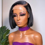 13x4 HD Bone Straight Lace Frontal Human Hair Brazilian Short Bob Wig