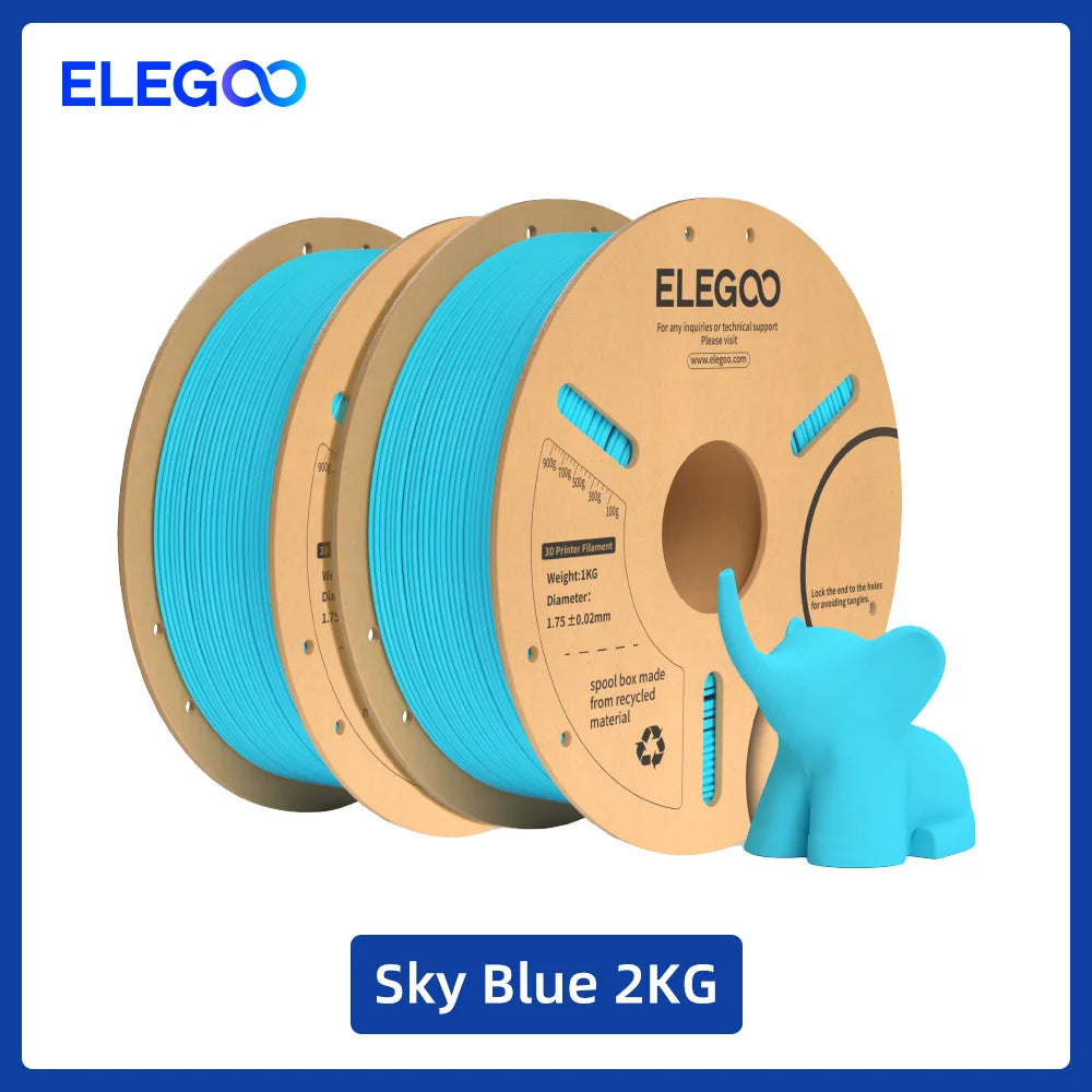 ELEGOO 1.75mm PLA+ Filament 2KG Set Plastic 3D PLA for Most FDM 3D Printers Dimensional Accuracy +/- 0.02mm 2pcs*1kg PLA+ Set