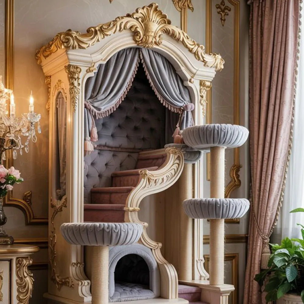 AA Solid wood indoor cat climbing frame cat nest cage kitten villa luxury high-end cat house