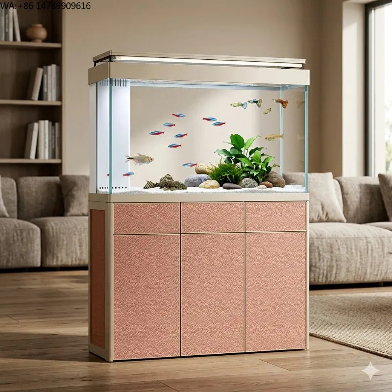 All-in-One AquariumCustomized Rectangular Aluminum Profiles, Ultra-clear Glass, Metal Material, Environmentally Friendly, Large