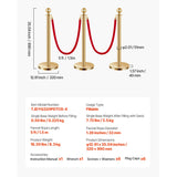 SucceBuy Stanchions 4/6/8Pcs Stainless Steel Post with Fillable Base Red Velvet Ropes & Posts Crowd Control Barriers Stanchions