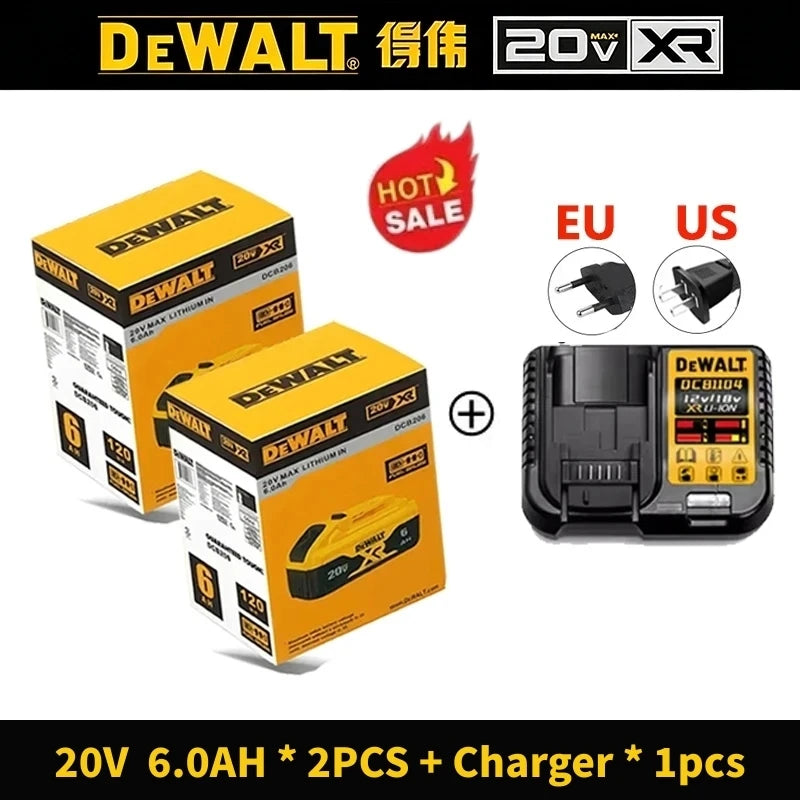 100% Genuine Dewalt 20V Battery, 2AH 5AH 6AH Rechargeable Lithium Ion Battery, Dewalt DCB200 Power Tool Replacement Battery
