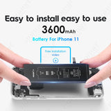 NOHON High Capacity Battery for iPhone 12 Pro Max 13 Mini 14 Plus 15 16 0 Cycle Replacement Li-ion Polymer Bateria with Tools