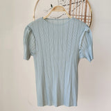Summer New Pleated Fashion Simple Casual Style Thin T-shirt Temperament Commuting Formal Occasions Commuter Tops