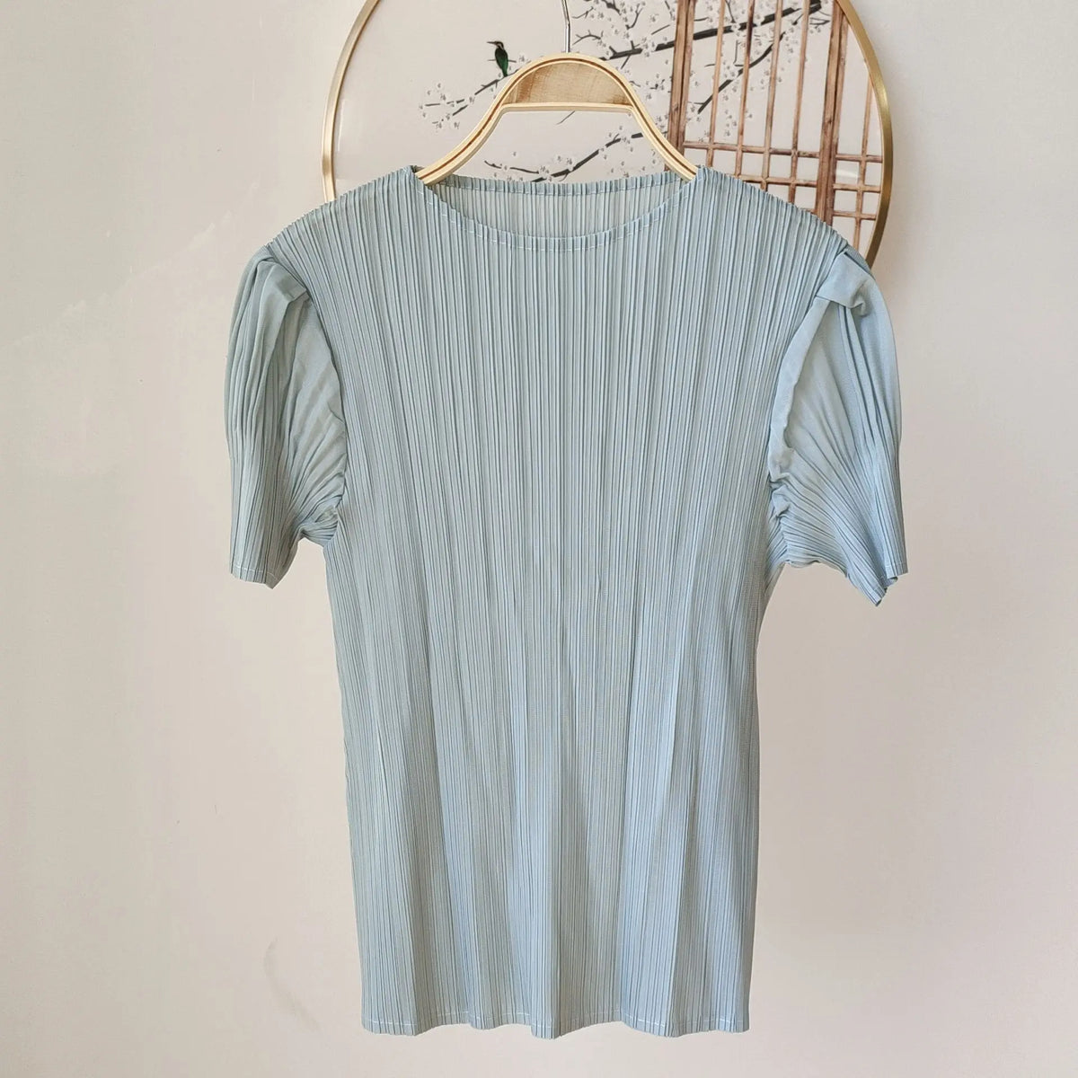 Summer New Pleated Fashion Simple Casual Style Thin T-shirt Temperament Commuting Formal Occasions Commuter Tops