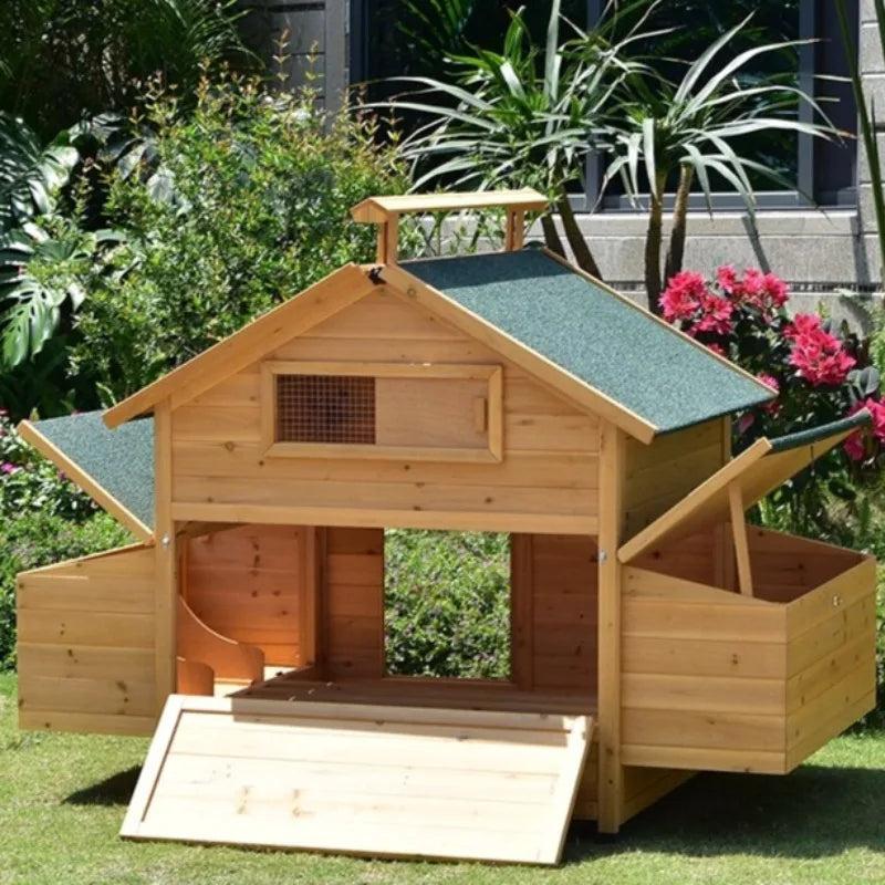 Large Wooden Pet House  Outdoor Chicken Coop for Rabbits Ducks Geese Pigeons, Weatherproof & Easy Clean