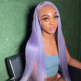 13x6 Purple Lace Front Human Hair Wig Brazilian 613 Blonde Pink Grey