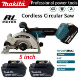 Makita 5in Brushless Motor Cordless Electric Circular Saw Rechargeable Handheld Wood Stone Adjustable Circular Cutter Saw