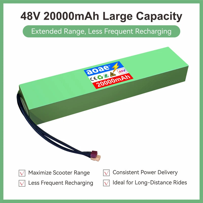 48V Lithium Battery Pack 13S4P 20Ah Grade-A Cells For Kugoo M4 M4Pro Max Speed E-Scooter Built-in BMS Dual XT60+T Long Range