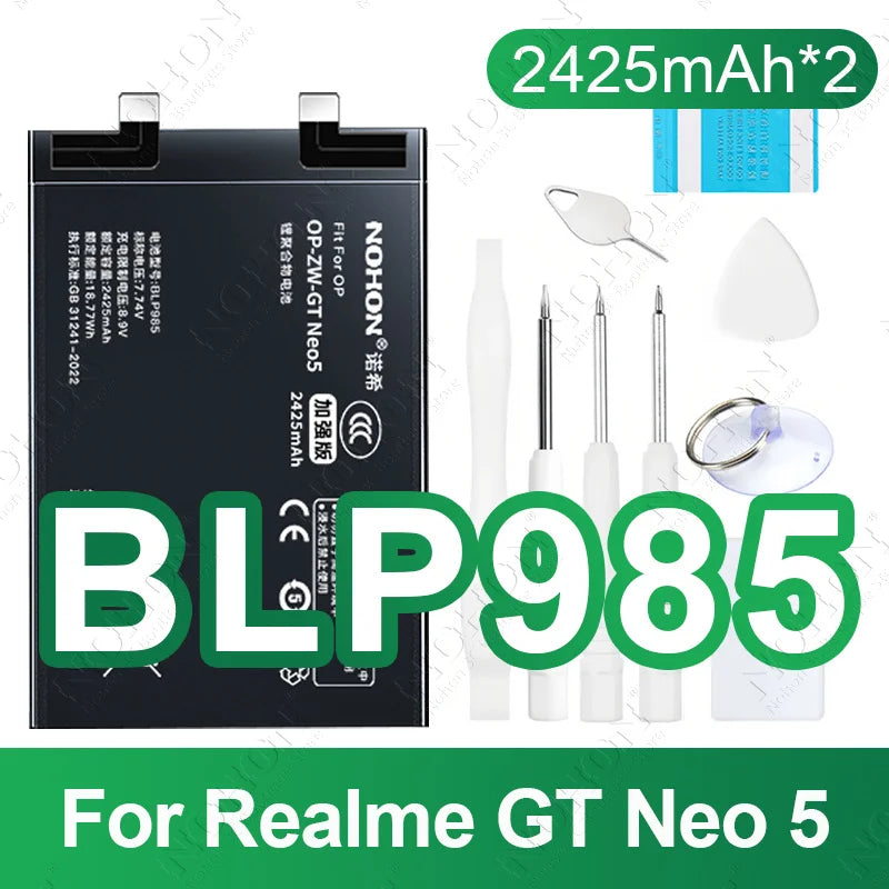 NOHON BLP985 BLP919 BLP887 BLP849 Battery For OPPO Realme GT Neo 5 3 2 5G 2T Replacement Phone Batteries