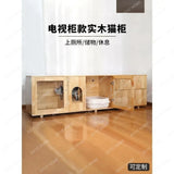 Cat Cage Super Large Free Space Solid Wood Indoor Home Warm Cat Cabinet TV Cabinet Cat Nest Toilet Integrated