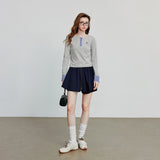 TOYOUTH Long Sleeve T-shirt 2025 Autumn New Spliced Plaid Cotton Slim Fit Short Base Shirt Tops