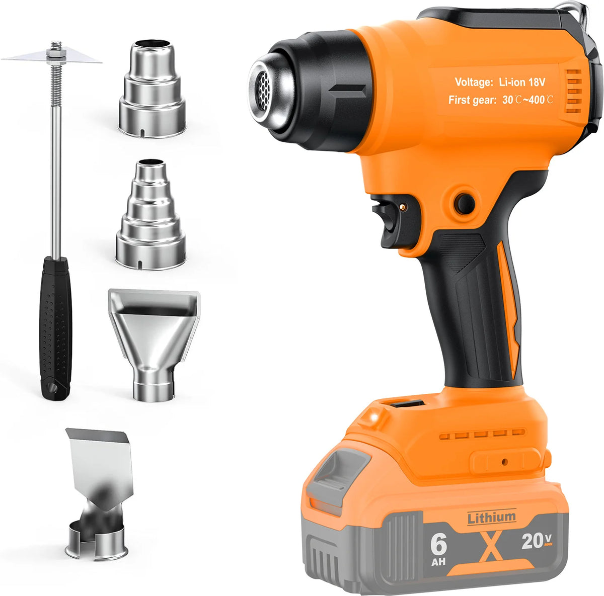 Cordless Electric Heat Gun For Makita For DEWALT 18V Battery Hot Air Gun With Nozzles Portable Power Tool For Shrink Wraping