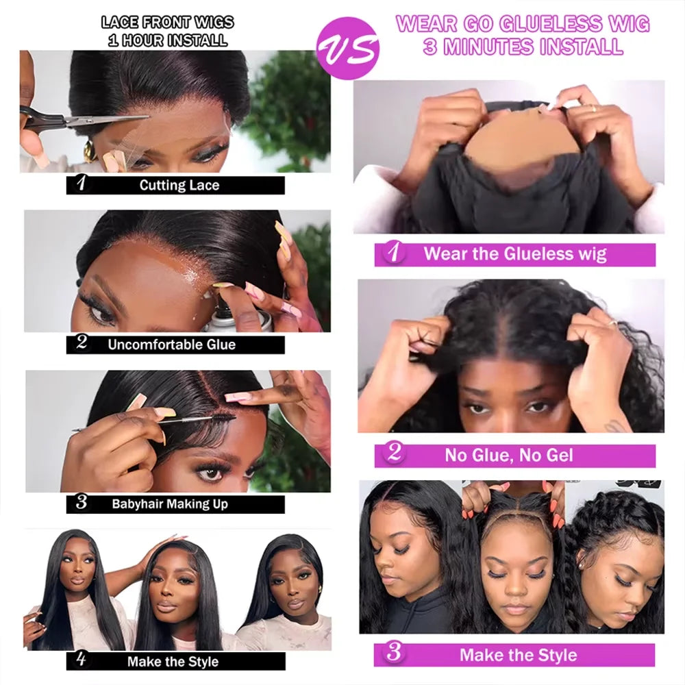 250% Density 13x4 13x6 HD Lace Front Human Hair Wigs For Women Brazilian Straight Short Bob Glueless Wigs 7x5 Lace Frontal Wigs