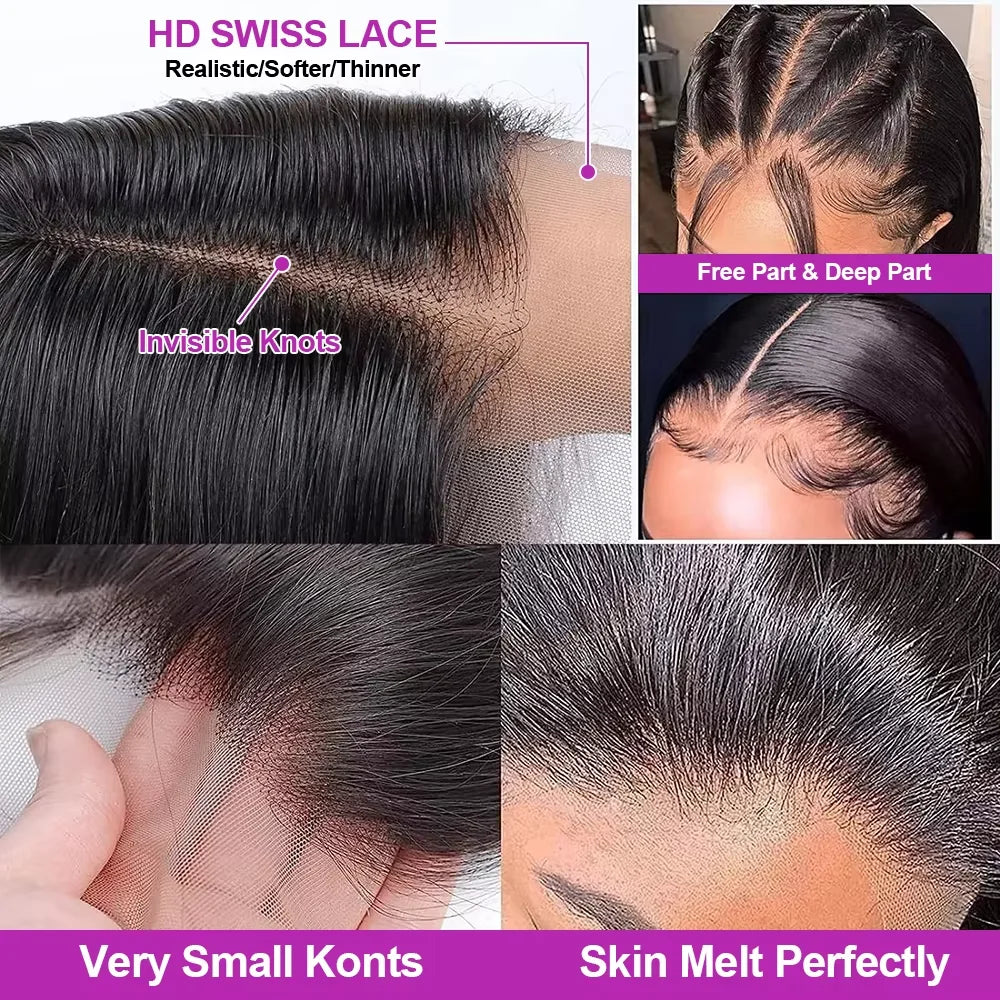 250% Density 13x4 13x6 HD Lace Front Human Hair Wigs For Women Brazilian Straight Short Bob Glueless Wigs 7x5 Lace Frontal Wigs