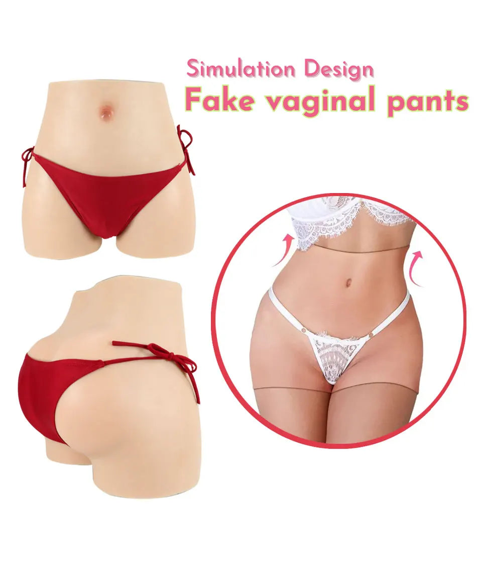 Lifelike Silicone Fake Butt Pants with Vagina Insert Crossdresser Hip Enhancer Realistic Texture for COSPLAY Drag Queen