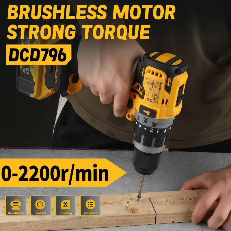 Dewalt DCD796 18V Cordless Brushless Impact Drill Brushless Drill Multifunctional Rechargeable Portable  Battery Power Tools