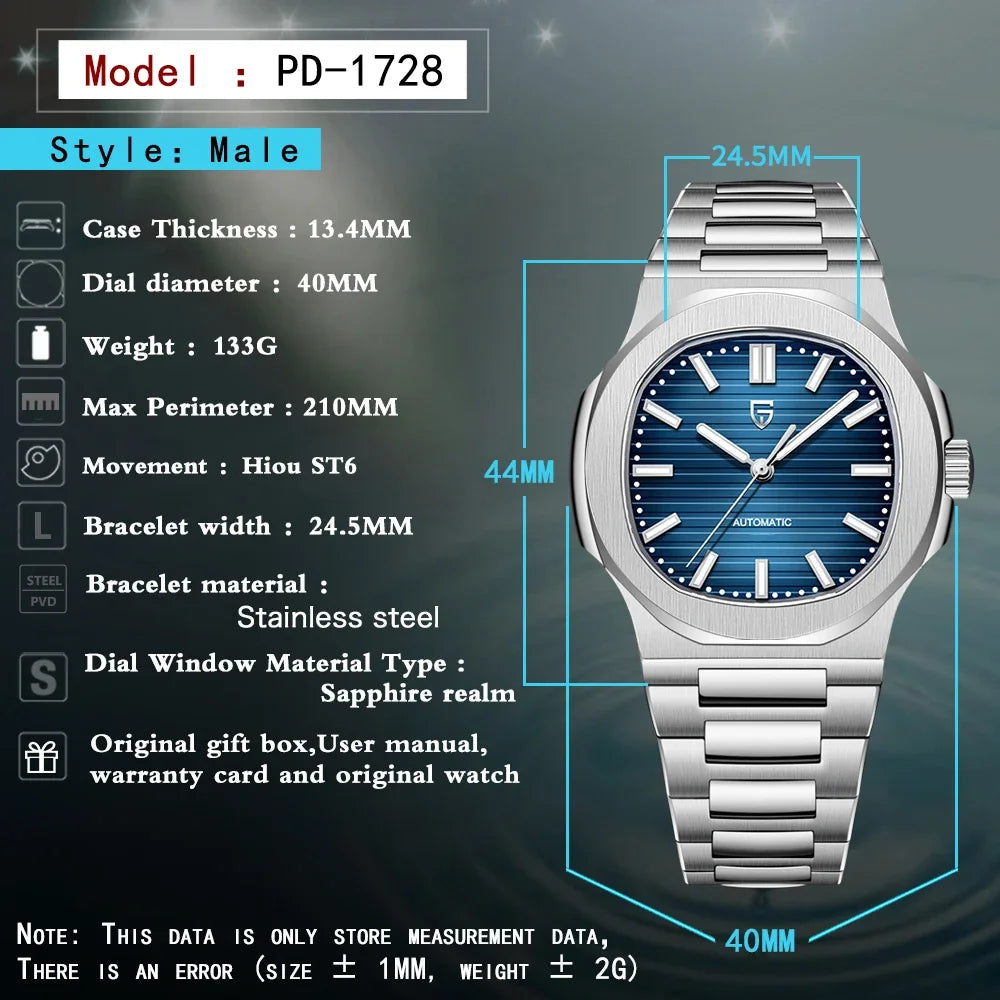PAGANI DESIGN Top Luxury Automatic Watch For Men Mechanical Watches Men Sports Waterproof Sapphire Stainless Steel Reloj Hombre
