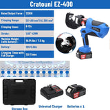 EZ-300 EZ-400 Electric Hydraulic Plier w Battery Handheld Rechargeable Cable Copper Aluminum Terminal Crimping Tool & 12Set Mold