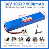 36V Electric Scooter Battery 9.0Ah 18650 Grade-A Cells 10S3P 500W-1000W Built-in BMS XT30 JST Long Range Safe & Durable