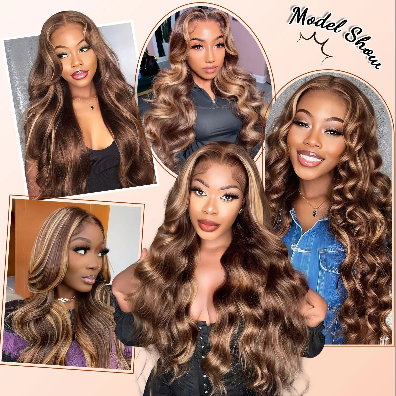 Body Wave 13x4 Hd Transparent Lace Front Wig Colored Highlight Human