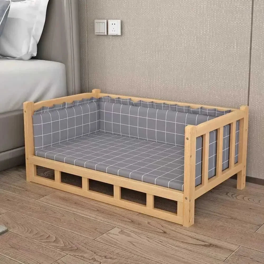 Solid Wood Dog House Dog Bed Smooth Polished Teddy Dog House Golden Retriever Detachable Pet Bed Solid Wood Cat Bed
