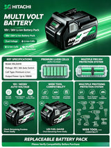 Hitachi HiKOKI 18V/36V 5.0Ah Lithium Battery BSL1840 BSL1850 Fit DS18DSL C18DSL High Power Long Runtime Power Tool Battery