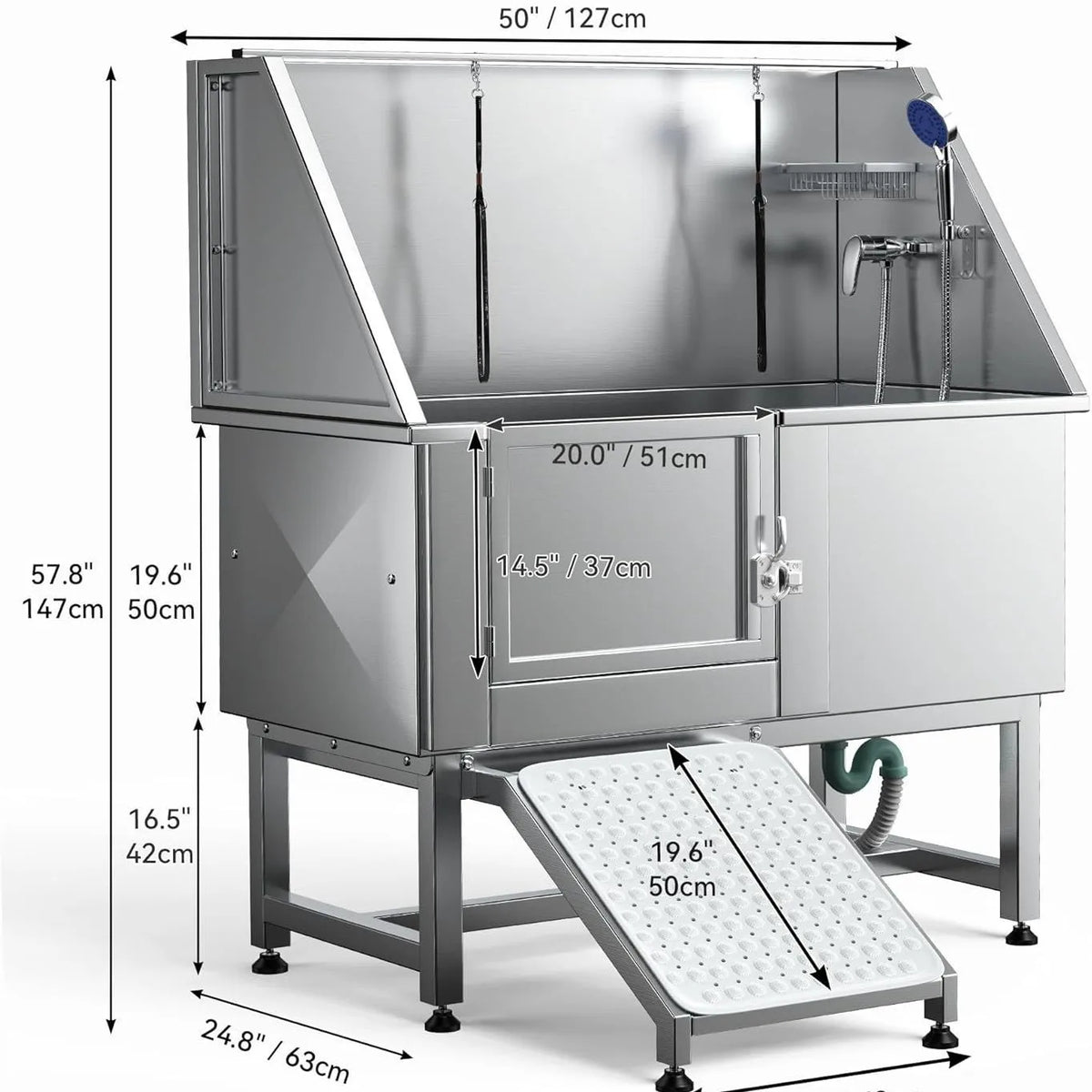 Pet stainless steel bath bath bath pet store large dog special bathtub durable non-slip
