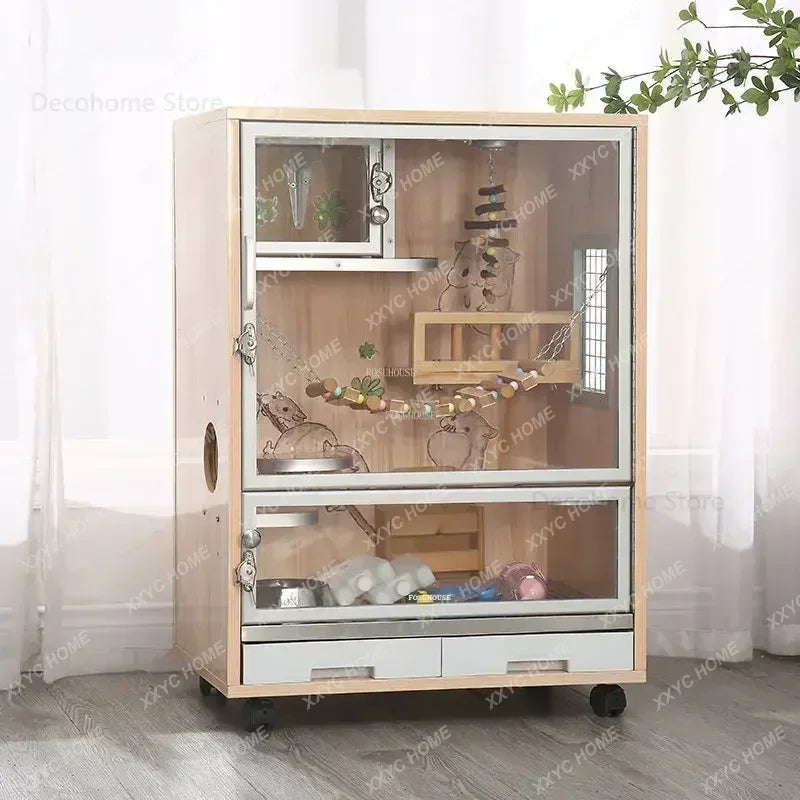 AANordic Light Luxury Simple Cat Cages Solid Wood Cat Villa Nordic Home Multi-storey Large Cat House Pet Shop Cats Breeding Cage