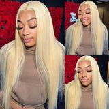 Blonde 613 Hd Lace Frontal Wig 13X6 Brazilian Straight Human Hair Wig 38Inch Transparent Lace Frontal Wig For Women 260 Density