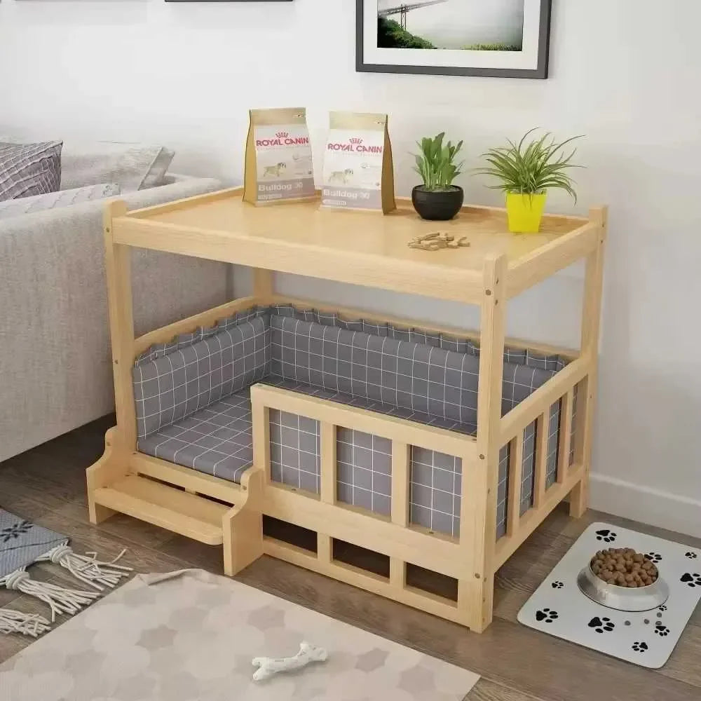 Solid Wood Dog House Dog Bed Smooth Polished Teddy Dog House Golden Retriever Detachable Pet Bed Solid Wood Cat Bed