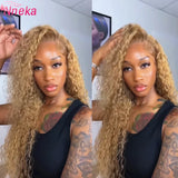 Curly Honey Blonde Wig Human Hair 13x6 Deep Wave Frontal Wigs For Women