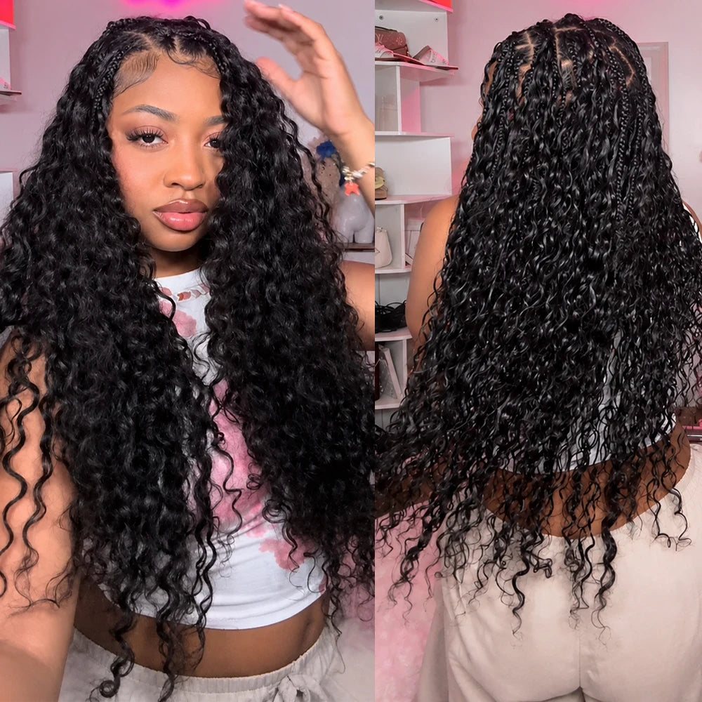 Deep Wave Feather Crochet Human Hair Extensions Knotless Miracle Knots Hair Pre-Separated Pre-Fluffed Deep Curly Human Crochet Hair With String Pre-Looped Reusable Lightweight 60G/pack