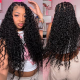 Deep Wave Feather Crochet Human Hair Extensions Knotless Miracle Knots Hair Pre-Separated Pre-Fluffed Deep Curly Human Crochet Hair With String Pre-Looped Reusable Lightweight 60G/pack
