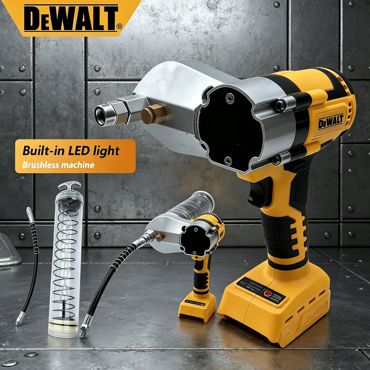 Dewalt 18V Brushless Electric Grease Gun with LED Light Cordless High-Pressure Oil Injector Lubrication Power Tool