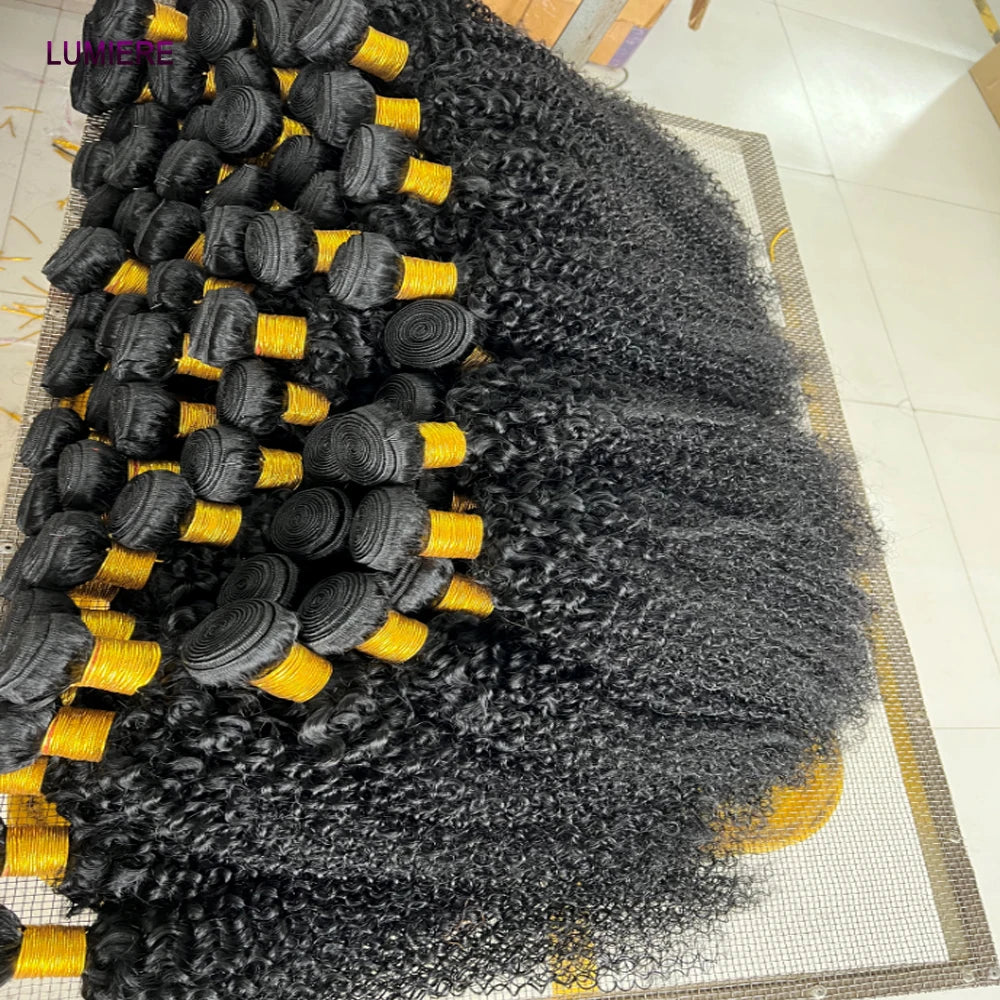 8-40" Afor Kinky Curly Human Hair 3/4 pcs Bundles Deal Brazilian Raw Hair Weave Bundle Virgin Human Hair Extensions Double Weft