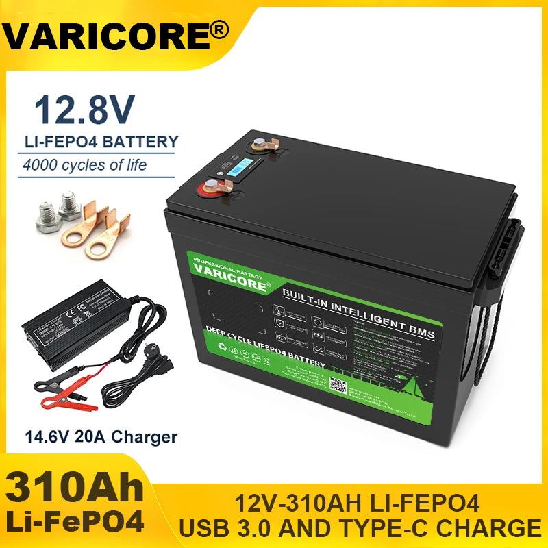 VariCore 12V/12.8v 340Ah 360Ah 200Ah 180Ah 120Ah LiFePO4 Battery Lithium Iron Phosphate Batteries Travel Camp 14.6v Golf Cart