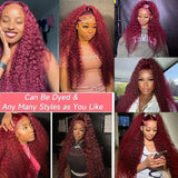 99J Burgundy Lace Front Wigs Human Hair 13x6 Deep Wave HD Lace Frontal