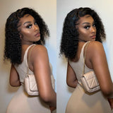 Pre Cut No Glue Water Wave 13x6 Bob Wigs Curly 7x5 Glueless Wig Human