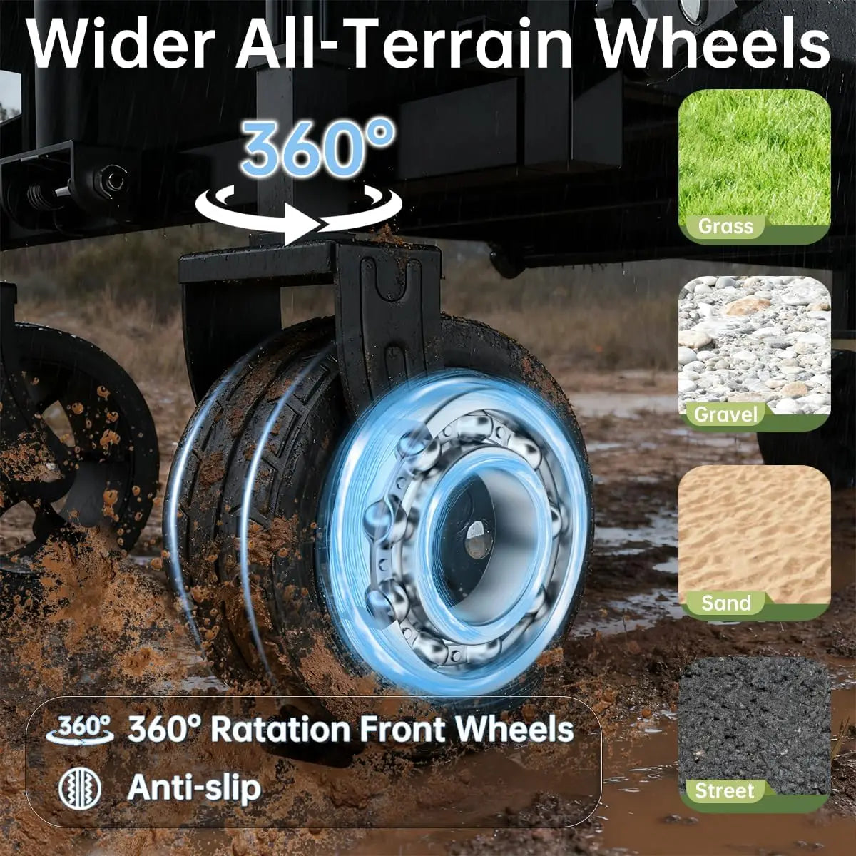 Heavy Duty Foldable Wagon Cart with All-Terrain Wheels, 480LBS Capacity for Gardening Shopping Beach Camping