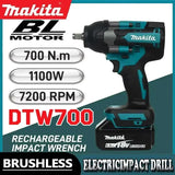 Makita Electric Wrench DTW700 Brushless Multi functional Rechargeable 18V Lithium Battery Auto Repair High Torque Impact Wrench