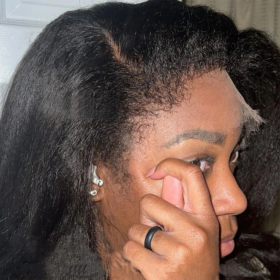 Kinky Straight 250% Density 13x4 HD Full Lace Front Human Hair Wigs Brazilian Glueless Lace Frontal Wigs Pre Plucked Women Yaki