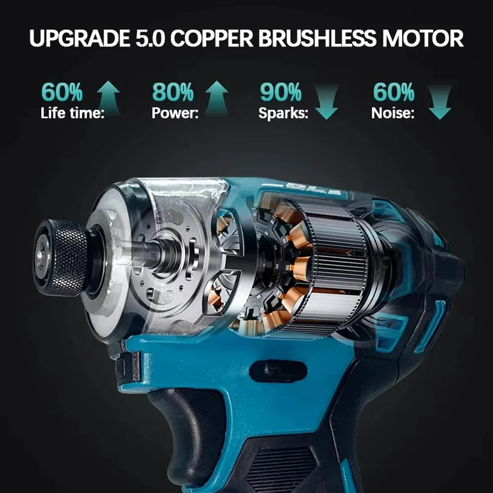 Battery 18V6.0AhMakita DTD173 Brushless Impact Driver Rechargeable Screwdriver Drills Cordless Power Tools 18V BL Motor Tools